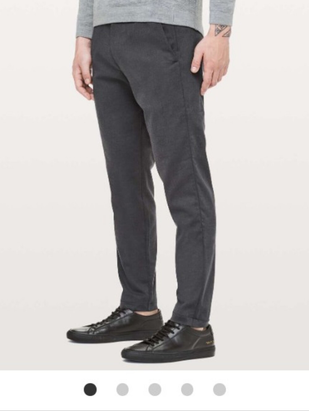 EUC: LULULEMON ATHLETICA; COMMISSION PANT, SLIM, *WOOL,HEATHERED OBSIDIAN, 34".